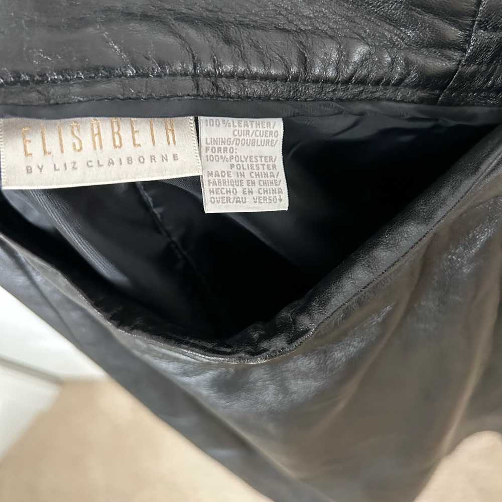 Liz Claiborne Rich Black Lambskin Leather Pencil Skirt - Picture 3 of 8